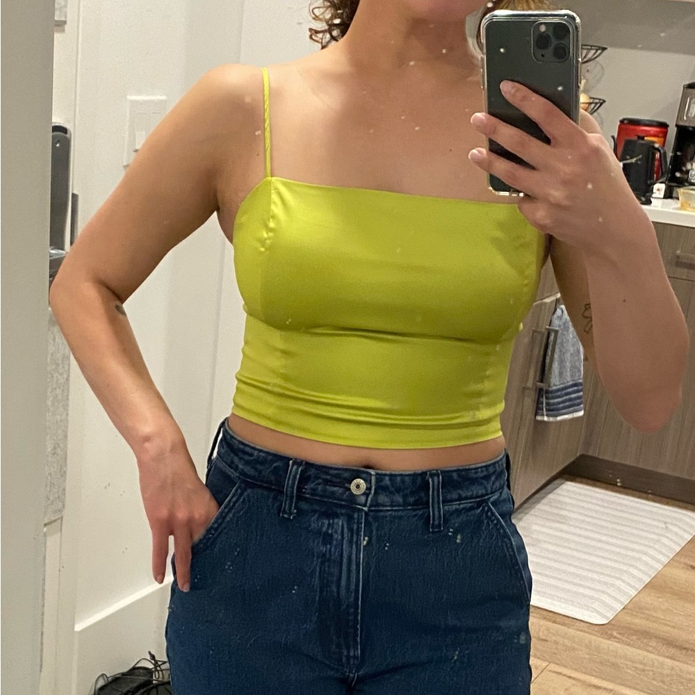 Aritzia Sunday Best satin green camisole